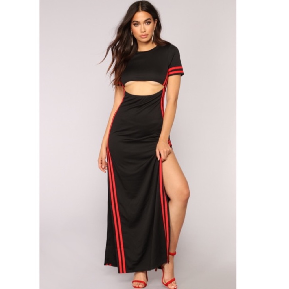 Team Up Cutout Dress - Black/Red